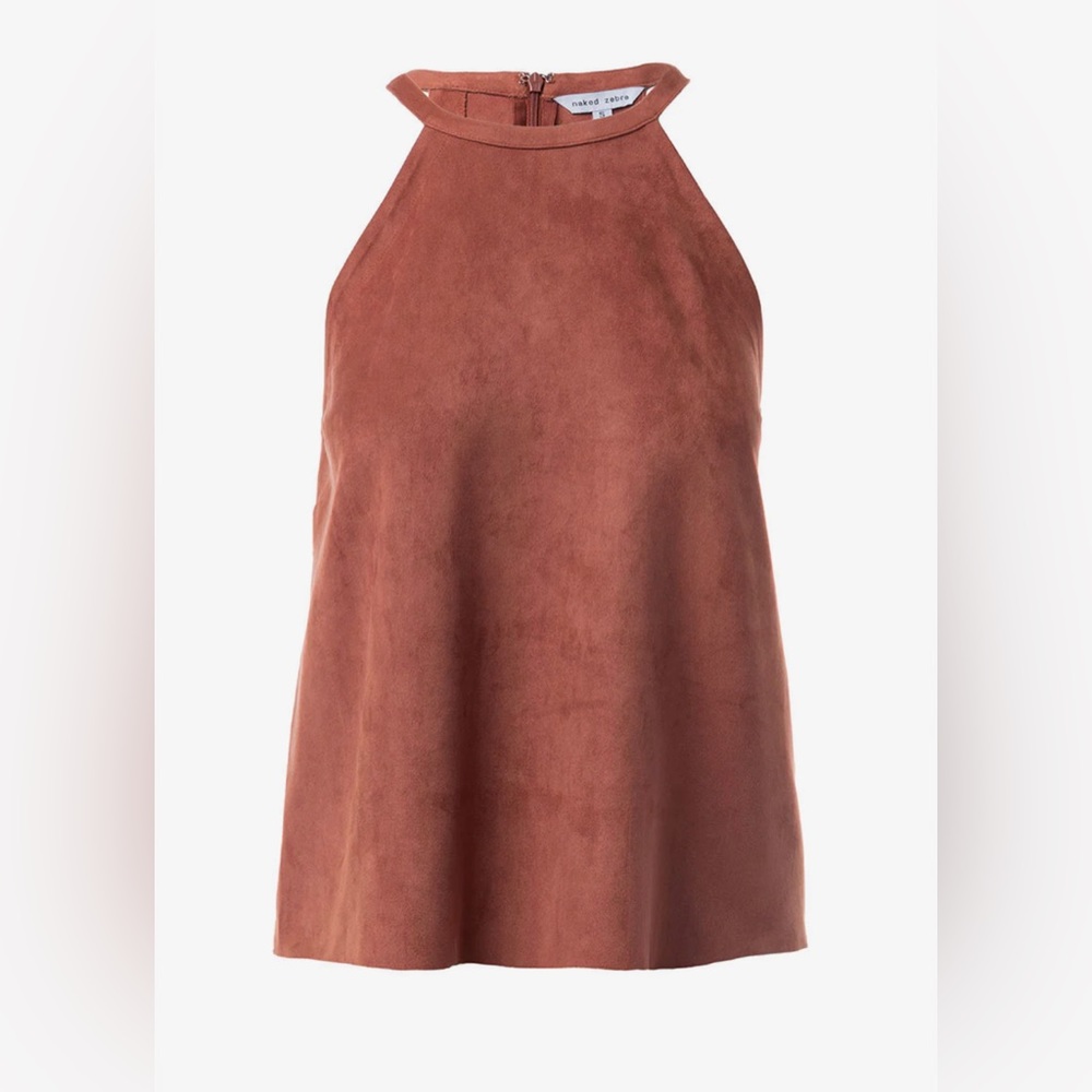 Naked Zebra Burnt Orange Faux Suede Top